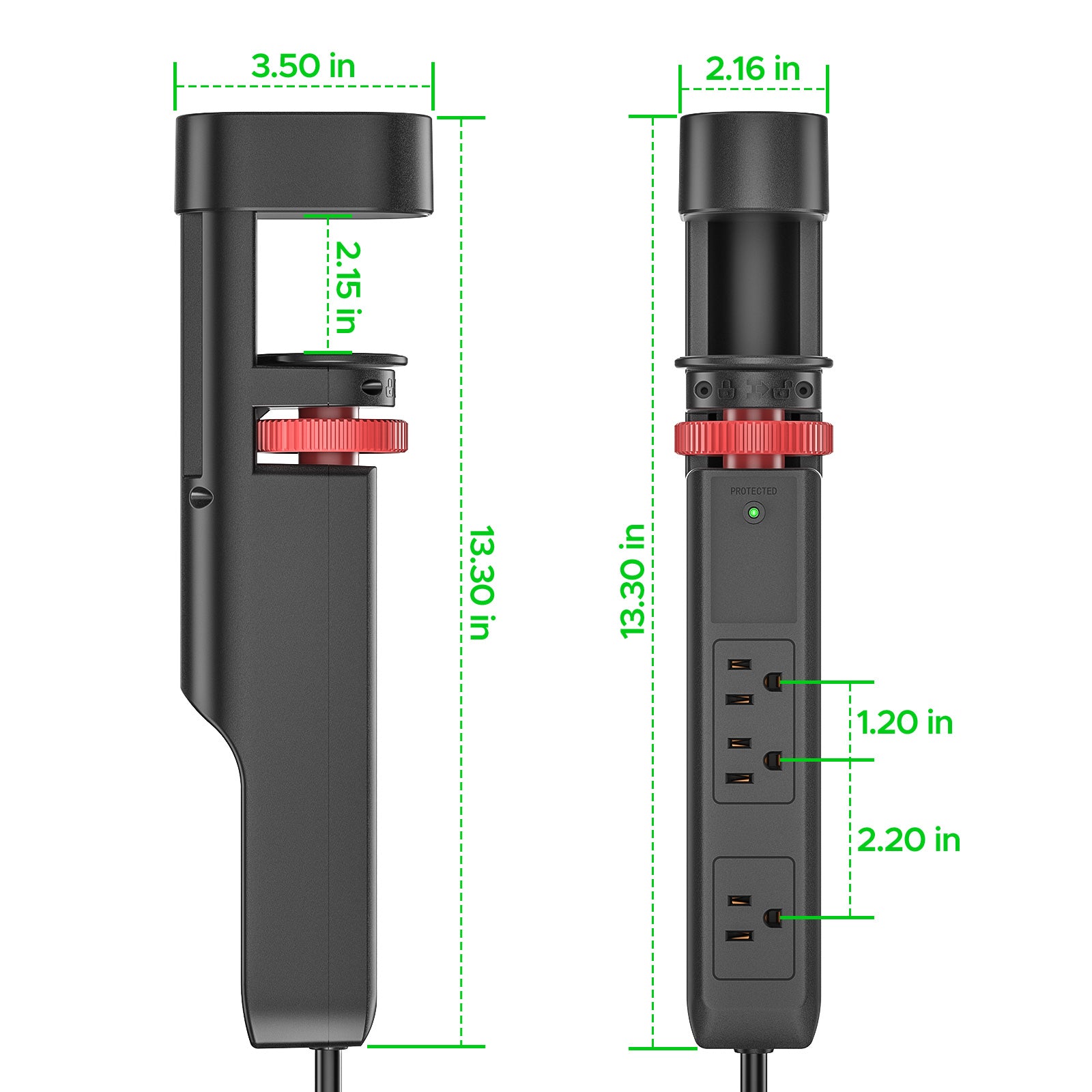 CRST Desk Clamp Power Strip | 3 Outlets + 3 USB (20W USB-C PD), 1020J Surge Protector, No-Drill Mount, 45° Flat Plug, 6ft Cord CRST