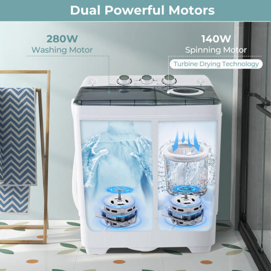 Portable Twin Tub Washing Machine with Timer Control Cloud’s Electronics Shop