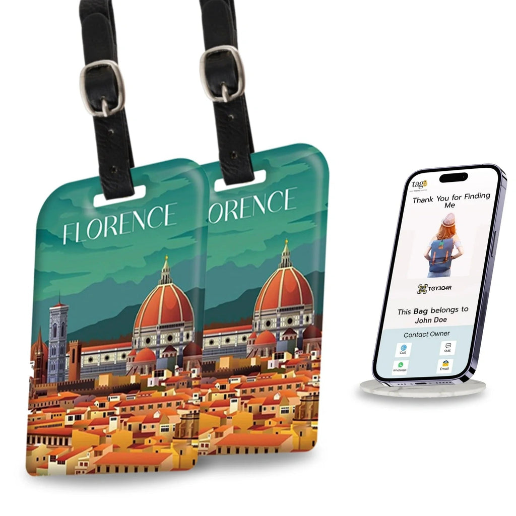 Smart Bag Security Tag - Florence [Pack 2] Global Lost Recovery Service | 2800+ Airports worldwide