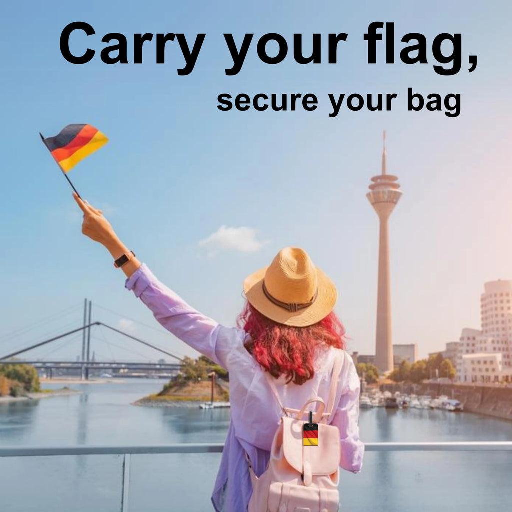 Smart Bag Security Tag - Germany Flag [Pack 2] Global Lost Recovery Service | 2800+ Airports worldwide