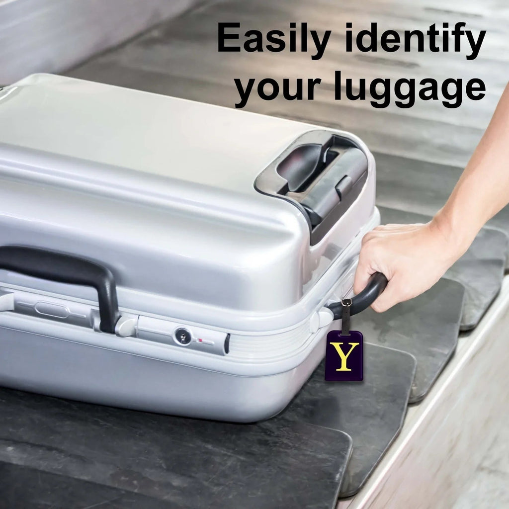 Initials Bag tag Y  [pack 2] Global Lost Recovery Service | 2800+ Airports worldwide