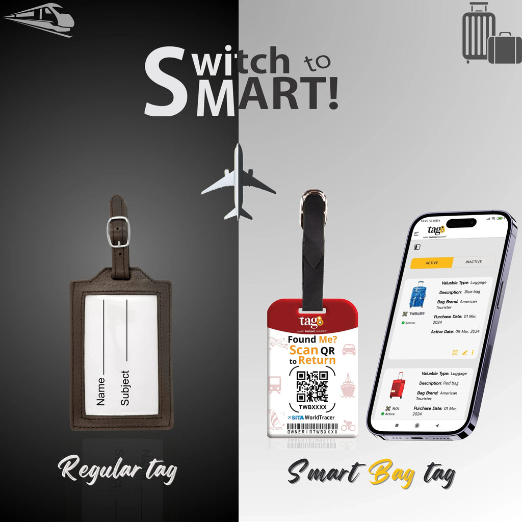 Smart Bag Security Tag - Spain Flag [Pack 2] Global Lost Recovery Service | 2800+ Airports worldwide