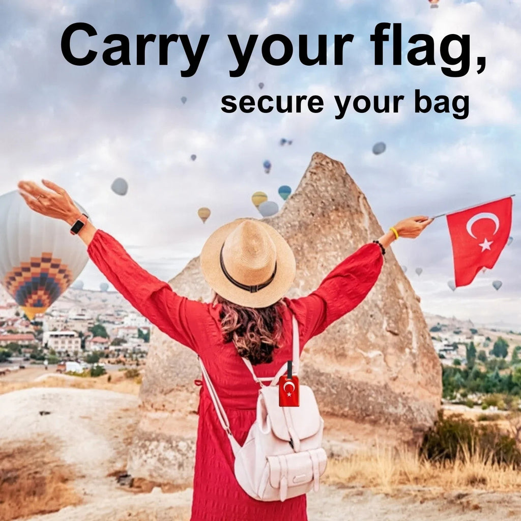 Smart Bag Security Tag - Turkey Flag [Pack 2] Global Lost Recovery Service | 2800+ Airports worldwide
